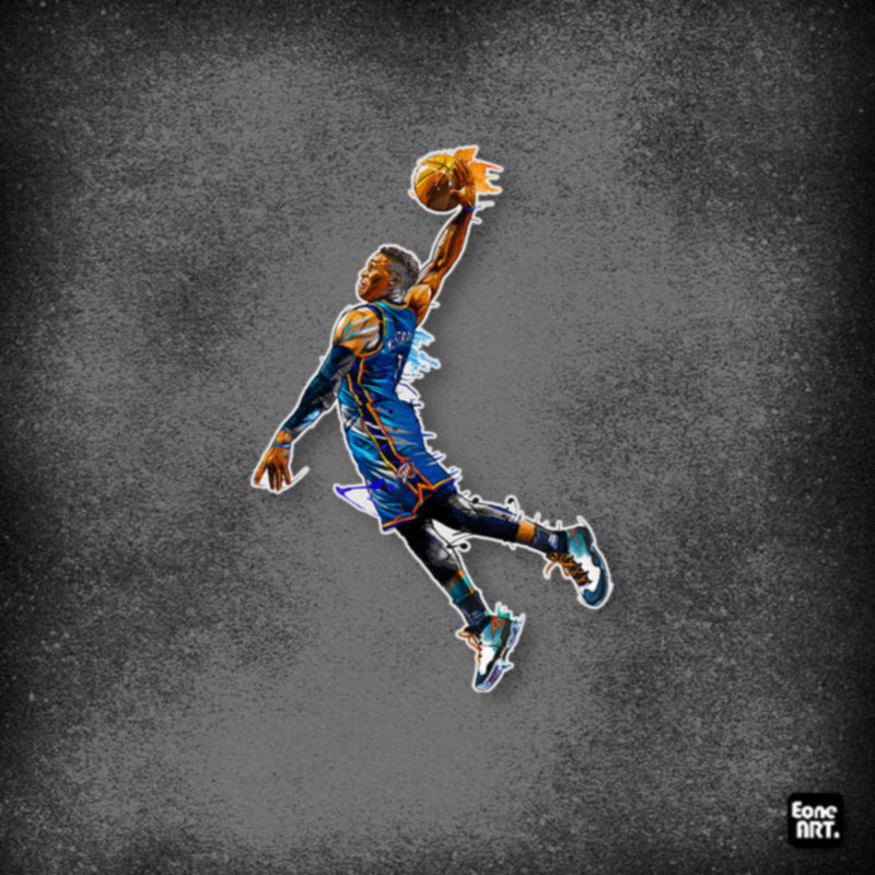 eone反光车贴 nba球星威少扣篮车身玻璃电车电脑拉杆箱自行车贴纸