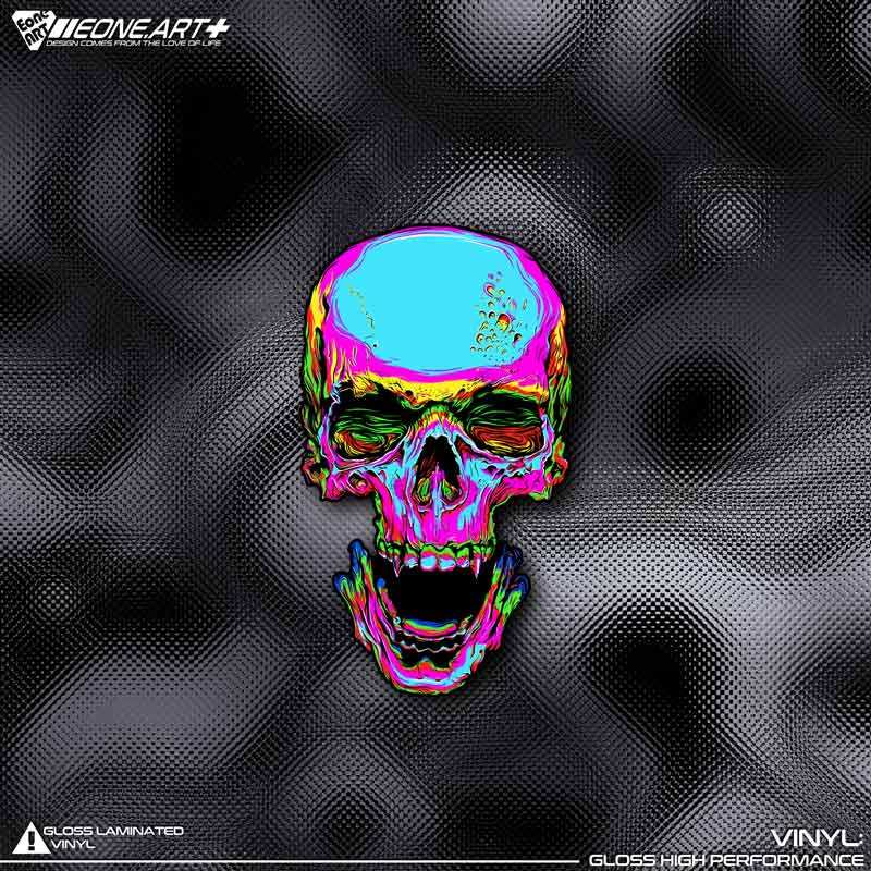 eone反光车贴彩色骷髅头骨colorful skull车身玻璃电动车电脑贴纸