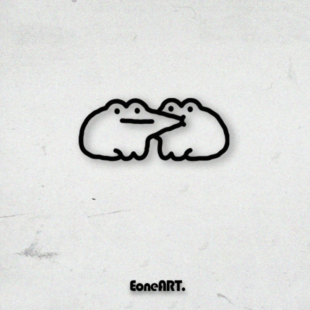 EONE镂空车贴可爱小蛙两只嘬脸汽车摩托机箱行李箱头盔防水贴纸