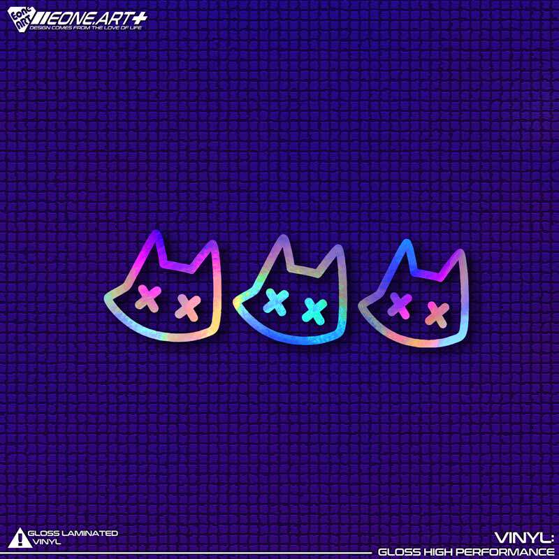 eone镂空车贴 可爱猫咪蒙圈眼头像 车身玻璃电动车拉杆箱防水贴纸