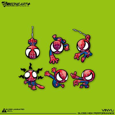 漫威英雄蜘蛛侠Q版反光防水贴纸