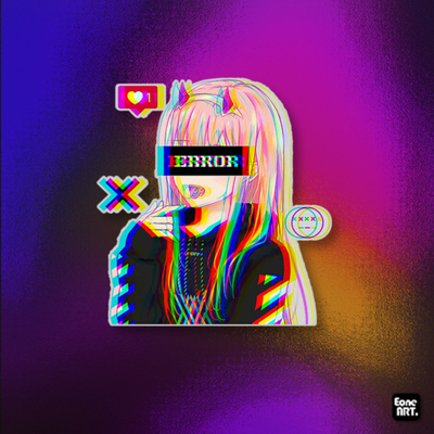 ERROR当机可爱美女1关注反光贴纸