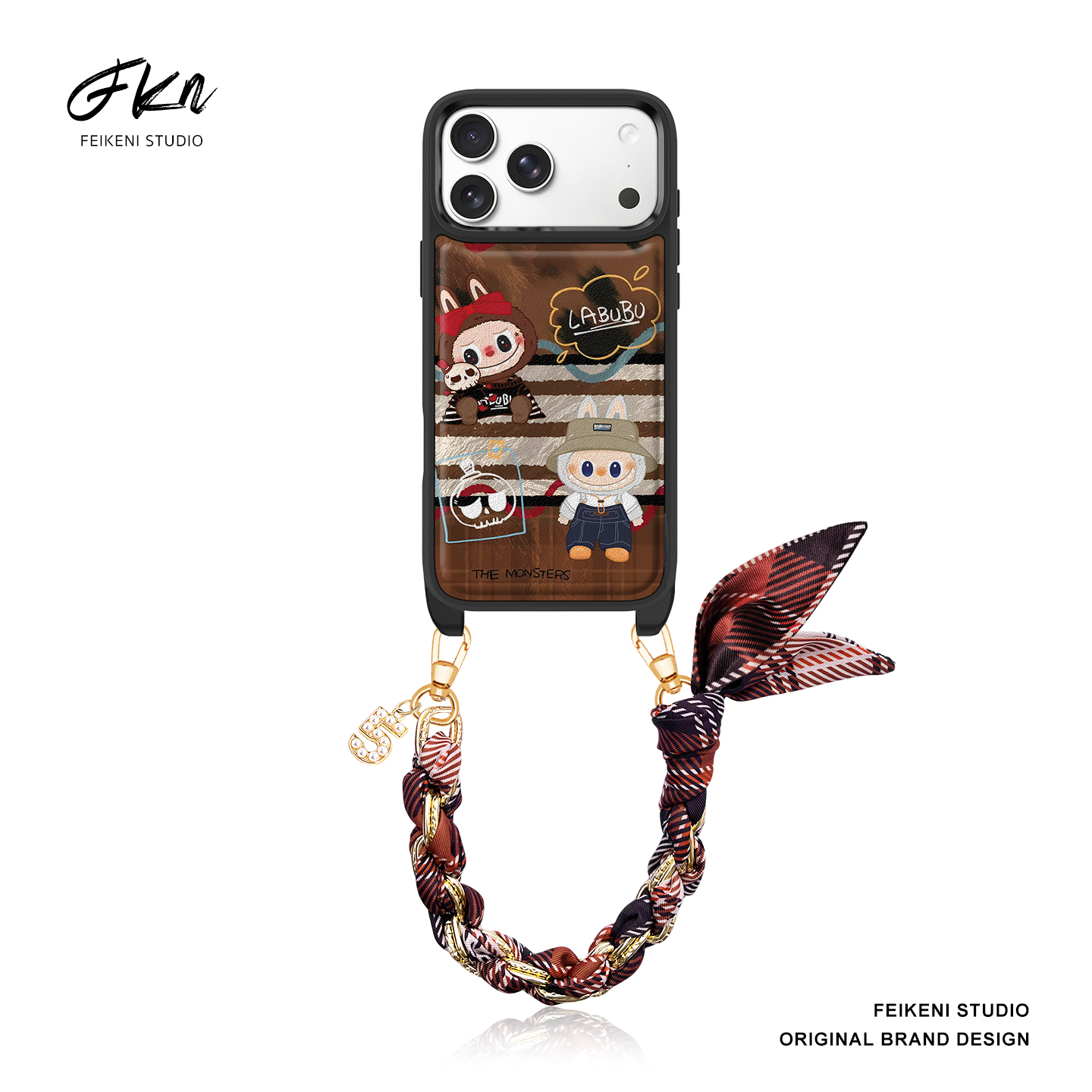 小众卡通适用于苹果17promax手机壳斜挎小羊皮16pro可爱拉布布13全包16保护套15防摔iPhone15proMax卡通13pro