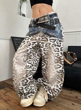 【时髦精天菜】小众设计师款欧美气质阔腿牛仔裤酷裤