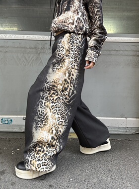 【野性拽姐】轻欧美风豹纹元素渐变印花长裤 宽松街头感ins同款