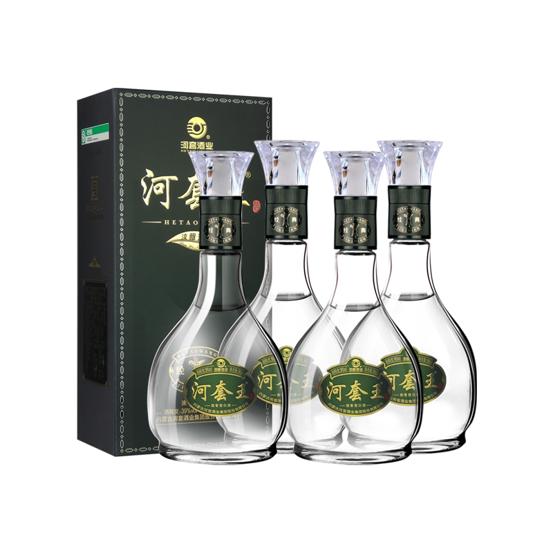 内蒙特产河套王经典39度低度浓香纯粮食白酒500ml*4瓶整箱装送礼