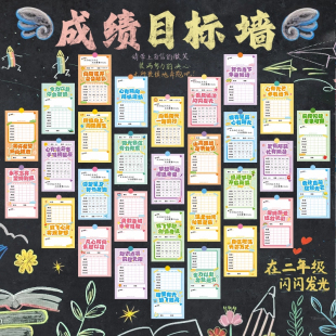 期末考初三高三心愿目标卡空白手写班级文化墙贴教室布置装 饰初中小学生加油励志语录卡片学习考试成绩计划表