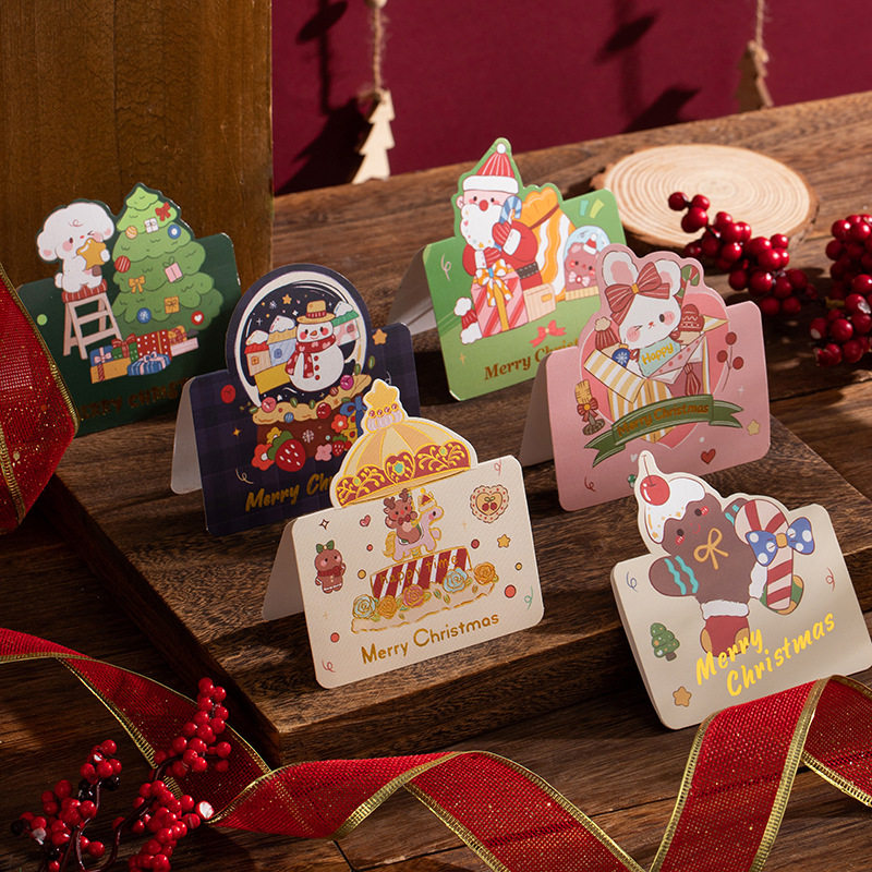 圣诞异形烫金对折贺卡圣诞节小贺卡merry christmas 感恩感谢祝福卡片