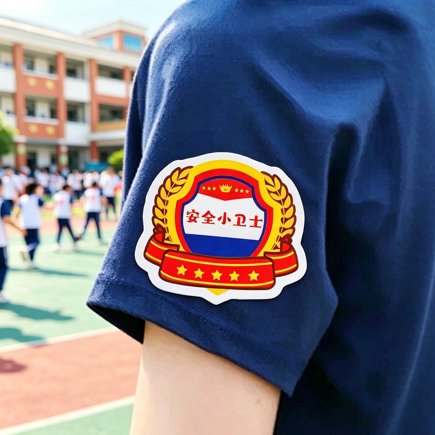 安全小卫士徽章贴纸小学生班级岗位任命安全主题活动监督员自粘标识贴幼儿园儿童老师奖励激励表扬臂章贴定制