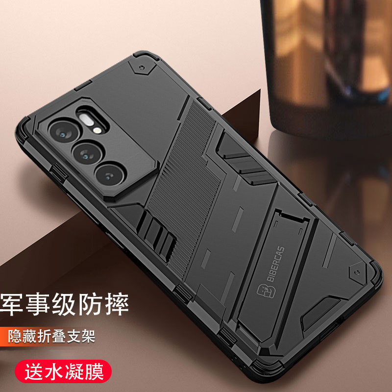 适用opporeno6pro十手机壳2021新款男款opopreno6全包防摔opporeno65g防滑opp0黑色reno6加opreno带支架