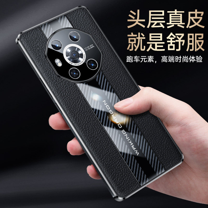 荣耀magic3手机壳新款男曲屏手机套高端华为magic3pro真皮外壳保时捷