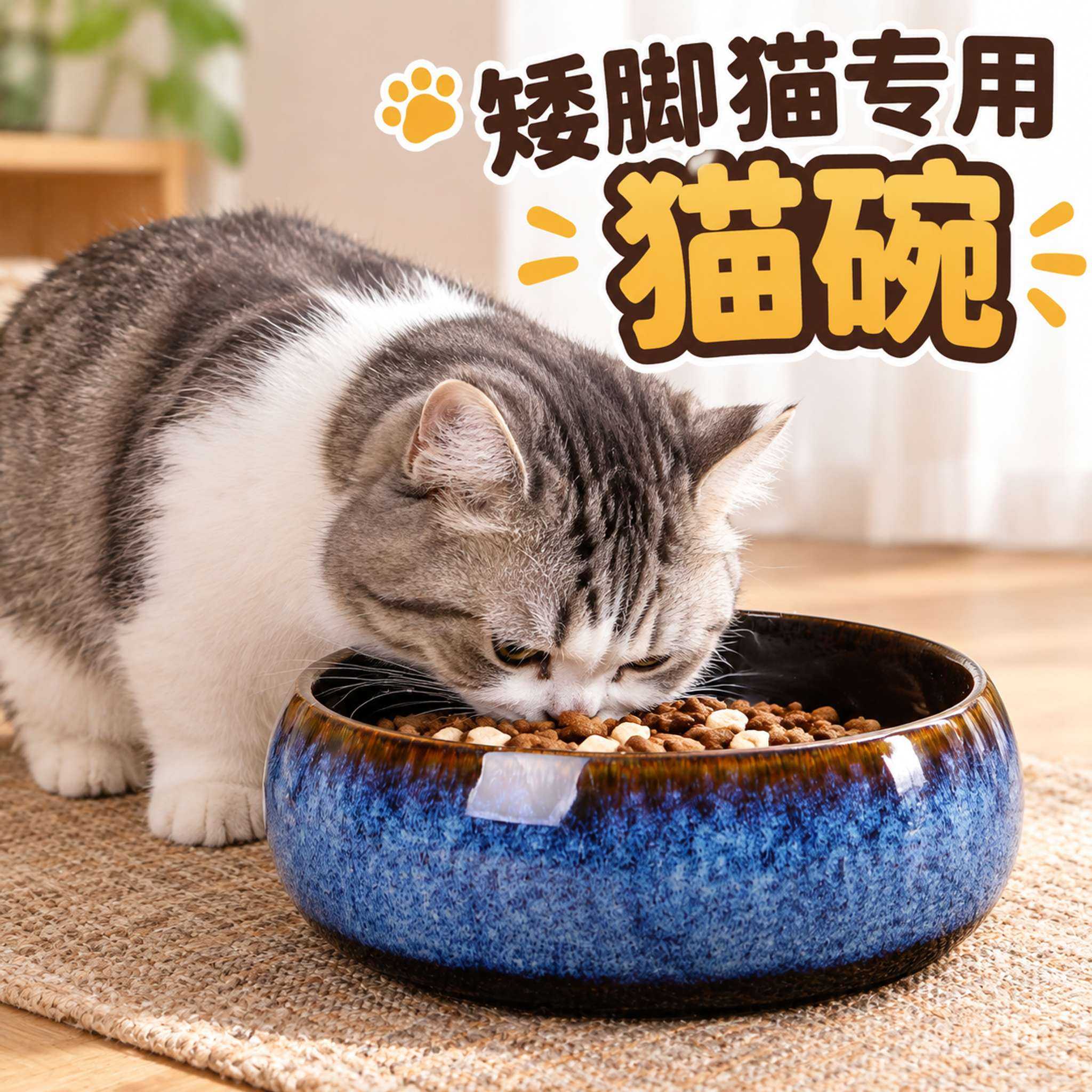 矮脚猫猫碗窑变陶瓷异形大碗