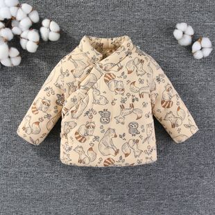 儿童手工弹力棉花袄宝宝偏襟棉外套婴幼儿包邮棉袄冬装棉衣修身服