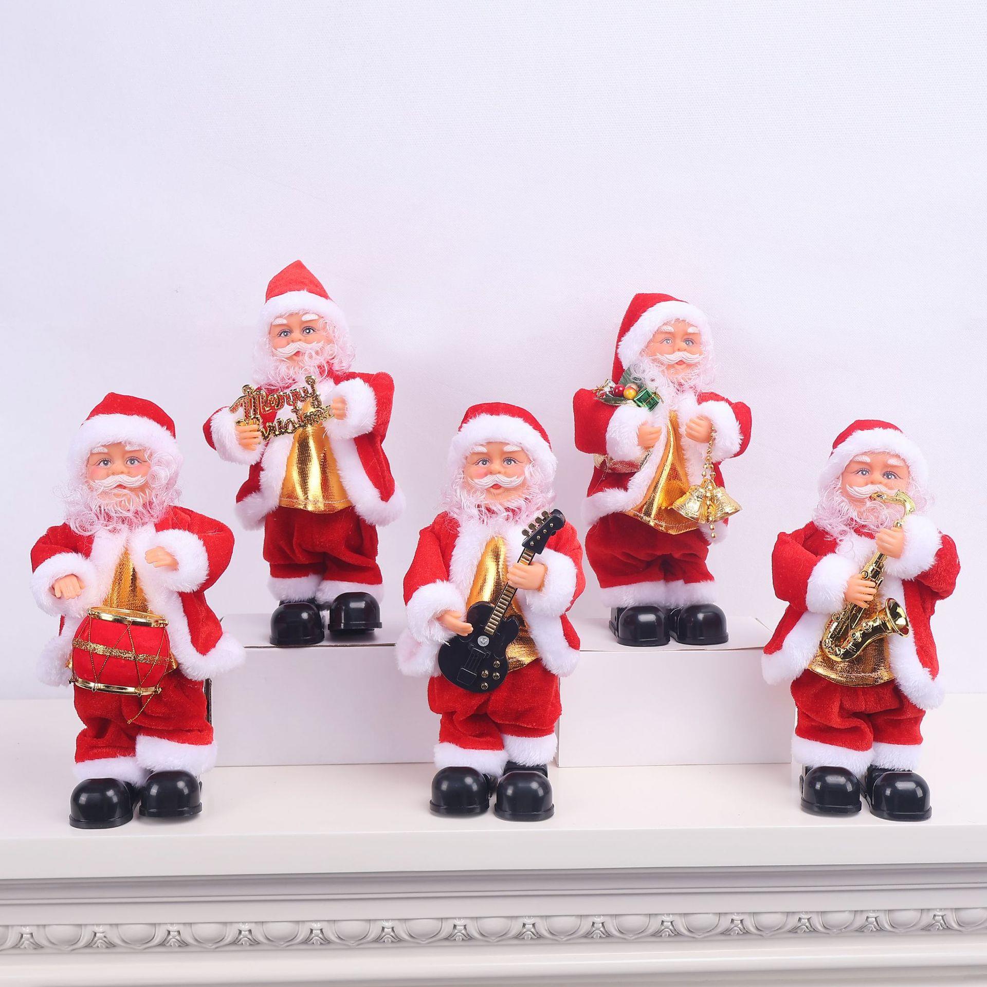 圣诞节礼物电动圣诞老人弹吉他带音乐圣诞节装饰品吹萨克斯老人