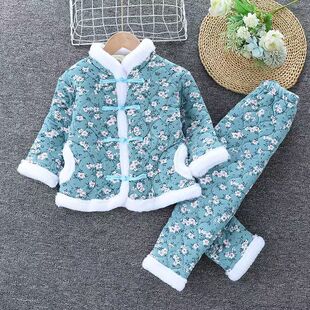儿童女童东北棉服大花袄冬季拜年加厚中国套装宝宝棉袄棉衣小花套