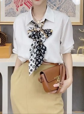 lv5&vv20绑包丝巾长条女领巾老花时尚发财桶手柄保护装饰包带围巾