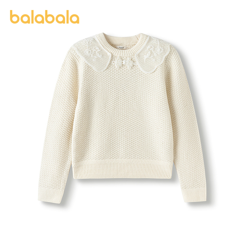 巴拉巴拉童装女童毛衫儿童冬季毛衣宝宝针织衫刺绣盘扣新中式时尚