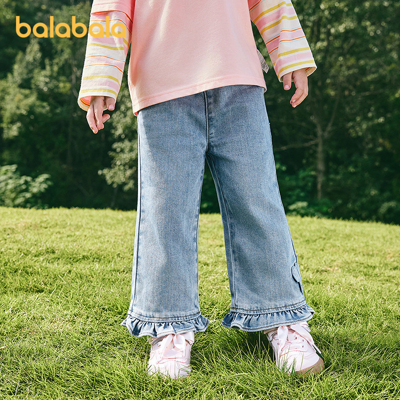 巴拉巴拉女童牛仔裤宝宝裤子春装2026新款童装儿童洋气直筒裤长裤
