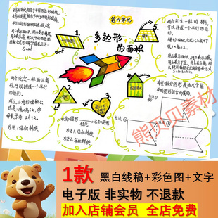 多边形的面积思维导图手抄报模板小学数学五年级上册多边形的面积