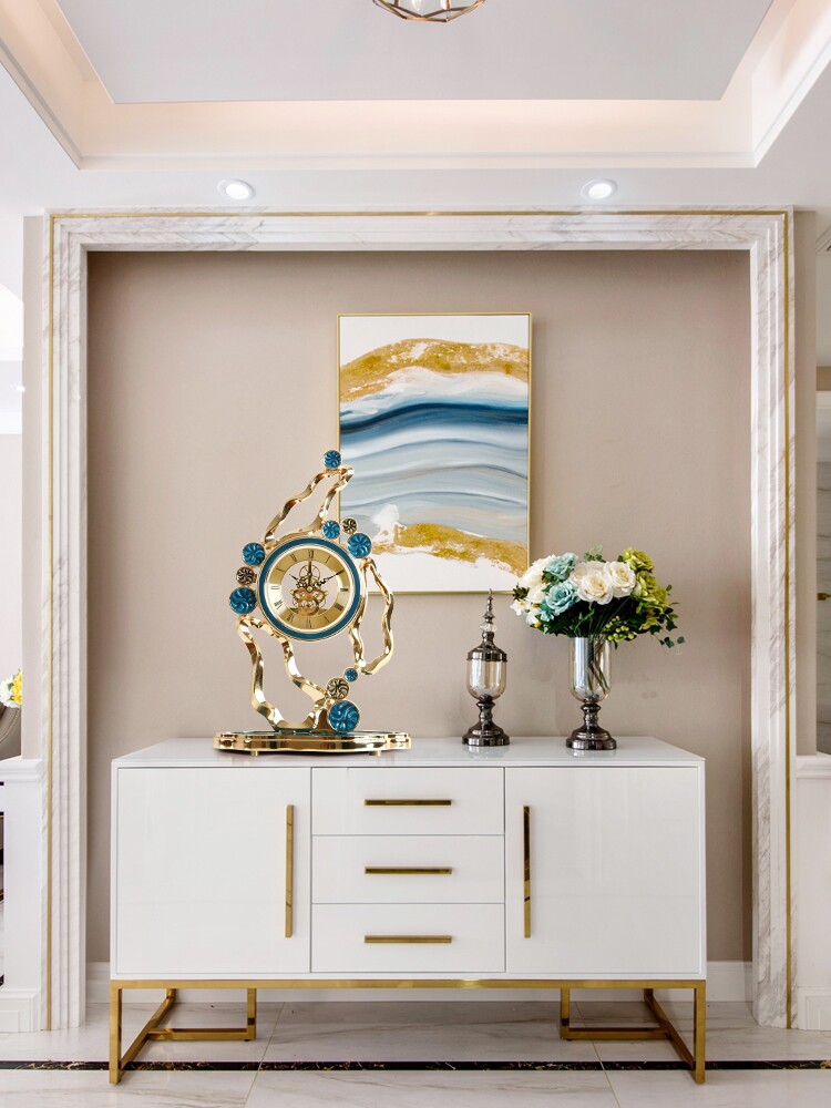 LIGHT LUXURY DESK CLOCK HOME DESKTOP LIVING ROOM CREATIVE FASHION EUROPEAN STYLE CLOCK MUTE CLOCK MODERN MINIMALIST ORNAMENTS DESK CLOCK