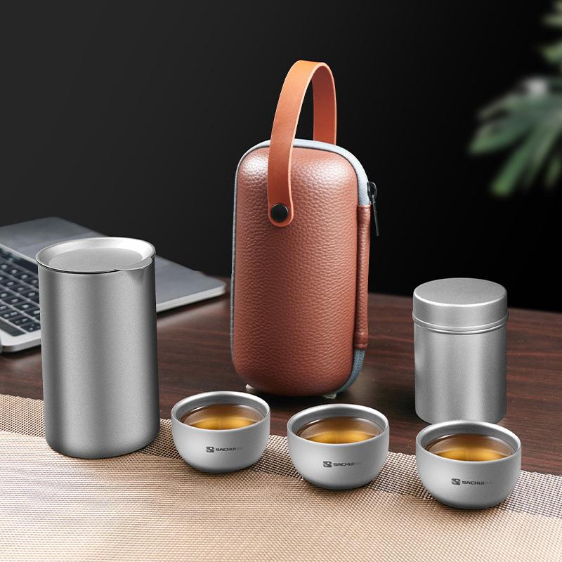 纯钛旅行茶具套装户外式高档