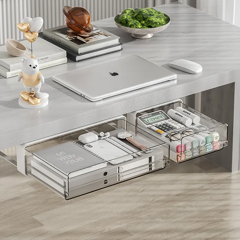 桌下抽屉收纳盒抽屉式隐藏式办公