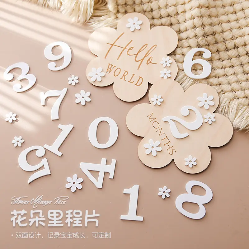 宝宝出生纪念花朵里程碑背面可