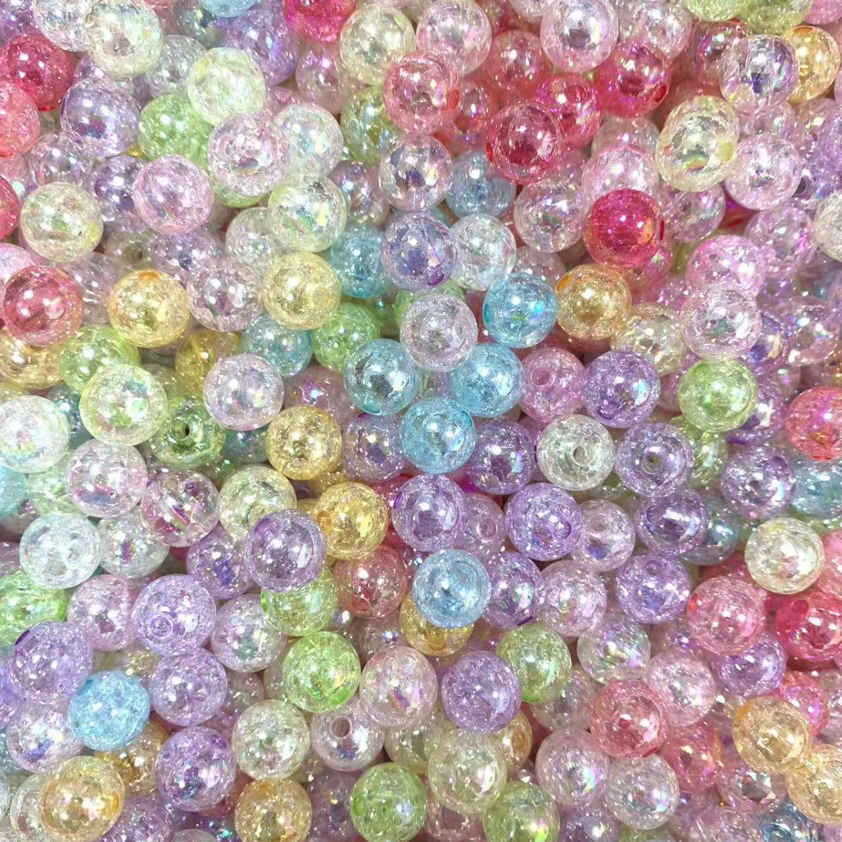 亚克力爆裂炸花泡泡珠AB彩直孔