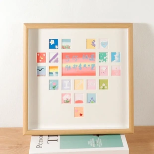 爱心宫格画框一整套diy重彩油画棒爱心形宫格画框生日礼物送朋友