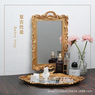 复古镜子托盘欧式装饰拍摄网红摄影摆件小饰品摆拍ins风拍照道具