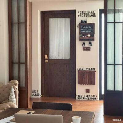 卧室门实木玻璃门平开门定制现代简约烤漆门实木覆合门室内门化妆