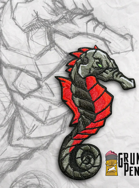 现货 美国 GP  Dark Seahorse 黑色海马 刺绣魔术贴士气章