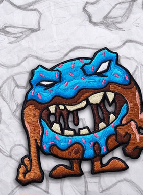 现货 美国 GP Hunger Painz 蓝色甜甜圈怪兽  刺绣士气章