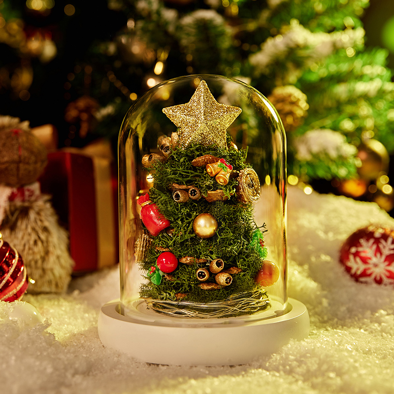永生花圣诞树玻璃罩礼盒