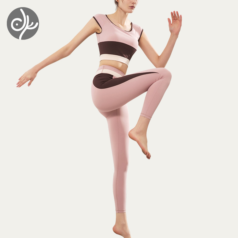 青鸟瑜伽服女时尚撞色拼接修身显瘦短款专业速干跑步运动健身套装|ruв категории движение/йога/фитнес/фанаты товаров, йога, йога одежда - от Buy2taobao.com для оказания профессиональной услуги покупки агента Taobao