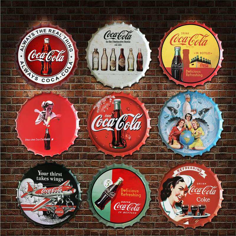 可口可乐纪念版创意复古瓶盖铁皮画挂饰家庭酒吧装饰画壁挂工业风|ruв категории Домашний быт, роспись - от Buy2taobao.com для оказания профессиональной услуги покупки агента Taobao