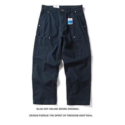 日系复古余文乐重磅多袋工装裤男潮牌水洗做旧青年直筒阔腿休闲裤