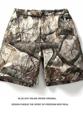 25SS复古做旧树纹迷彩重磅宽松工装休闲五分短裤潮Realtree元素
