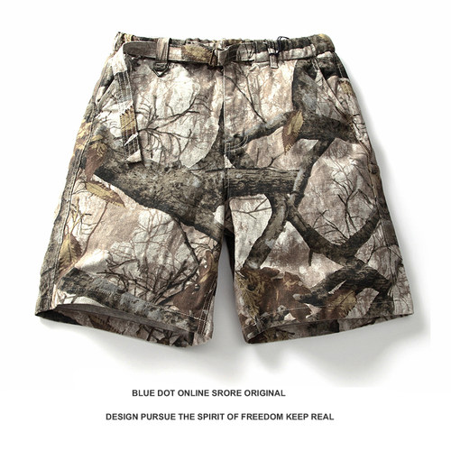 25SS复古做旧树纹迷彩重磅宽松工装休闲五分短裤潮Realtree元素