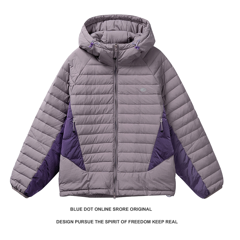 日系潮牌户外风连帽排骨羽绒服男女短款白鸭绒保暖轻薄羽绒外套