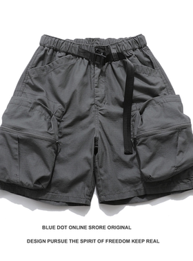 日系复古夏季新款口袋宽松阿美咔叽西山彻短裤中性工装裤中裤男女