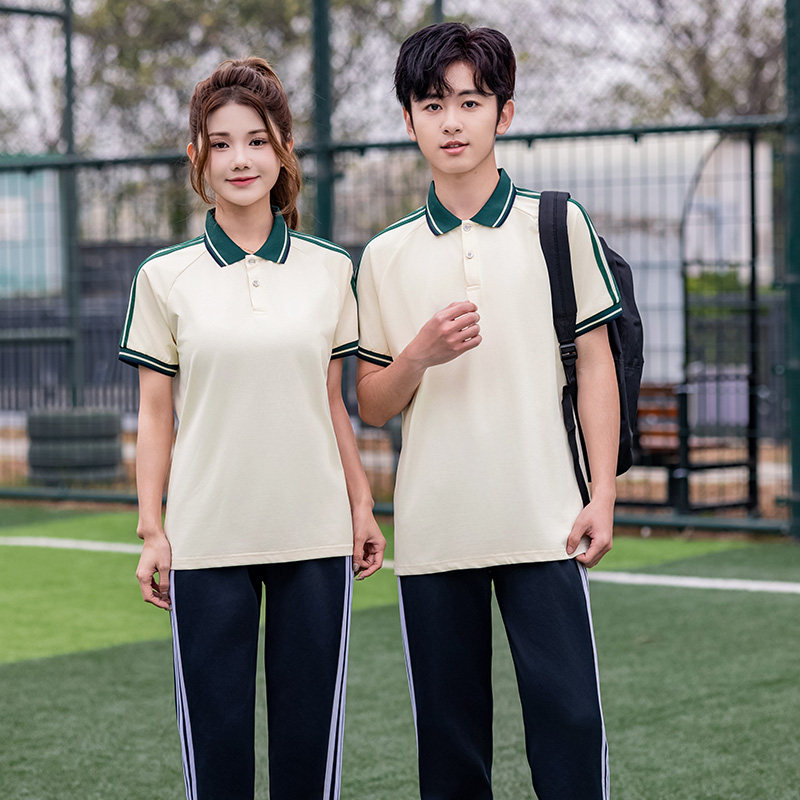 夏季校服套装短袖纯棉毕业班服图片