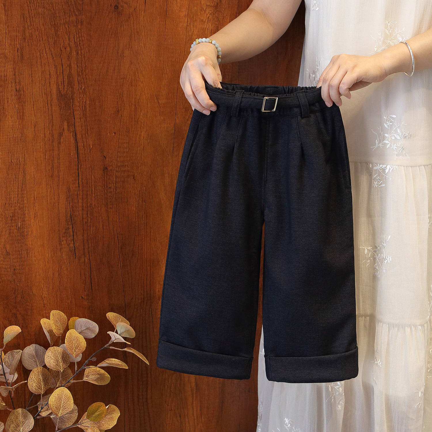 女童加厚2025秋冬款裤子儿童洋气直筒裤女孩时髦宝宝宽松休闲长裤