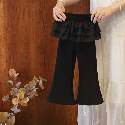 女童加绒裤子秋冬装2025新款儿童洋气加厚保暖长裤宝宝休闲微喇裤