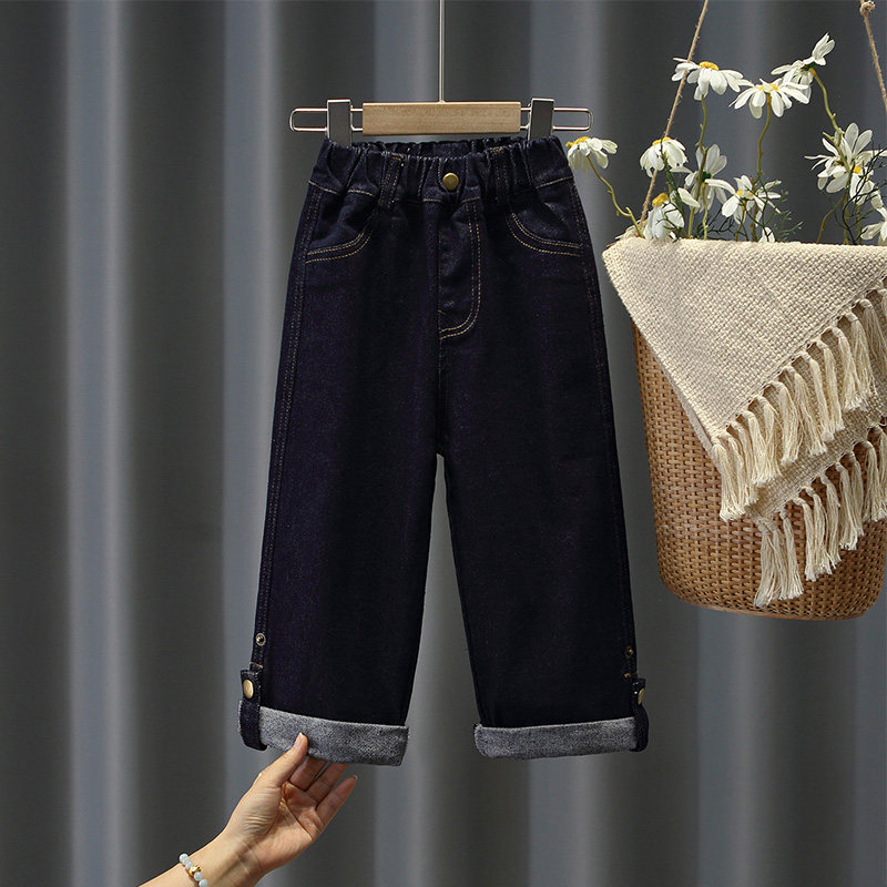 女童宽松直筒牛仔裤2023年秋装新款儿童纯色休闲长裤宝宝时髦裤子,童装/婴儿装/亲子装,裤子,淘宝优惠券,粉丝福利购,淘宝优惠卷