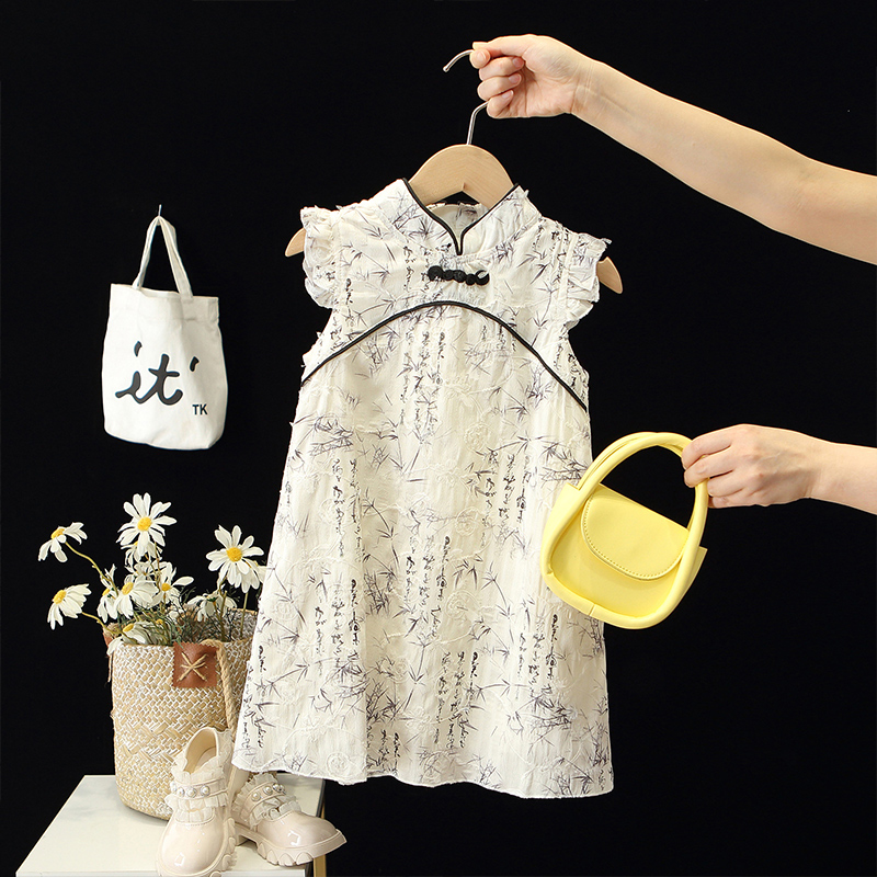 旗袍裙无袖中国风女童夏季洋气