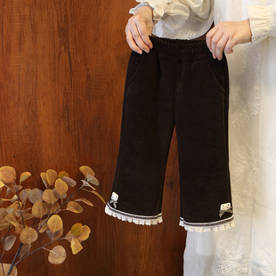 喇叭裤 女宝宝加绒加厚裤 儿童外穿棉裤 女童羊驼绒保暖长裤 子 子冬装