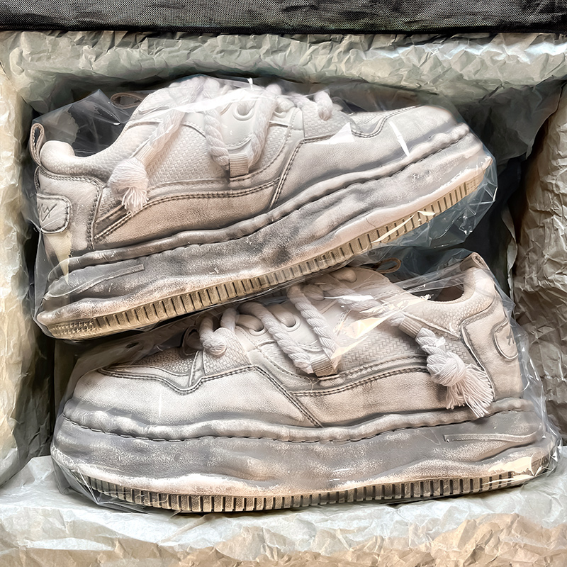 正品隐形增高7cm溶解鞋小众原创脏脏鞋秋季新款复古休闲板鞋男鞋