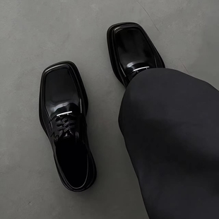 英伦风德比鞋黑色方头皮鞋cleanfit乐福鞋厚底增高休闲通勤男鞋潮