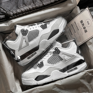 AJ4白水泥男鞋情侣厚底高帮休闲板鞋2025冬季新款篮球运动鞋子潮